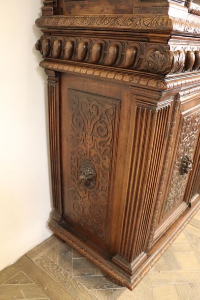 null Moulded and carved wood sideboard with two doors, two drawers and two doors...