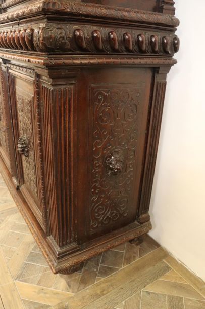 null Moulded and carved wood sideboard with two doors, two drawers and two doors...