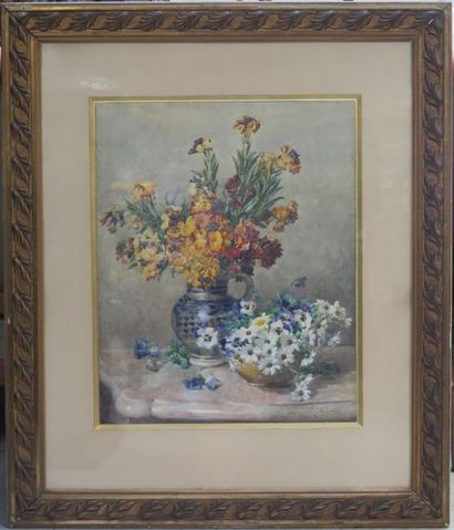null François RIVOIRE (1842-1919).

Watercolor flowers

Signed lower right

H(at...