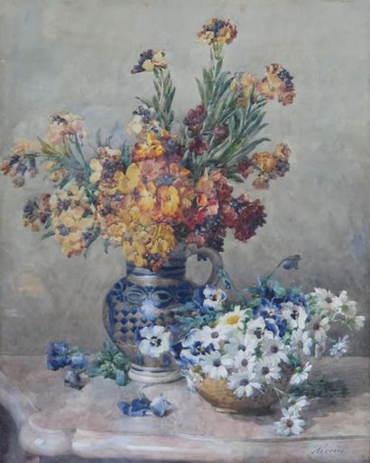 null François RIVOIRE (1842-1919).

Aquarelle fleurs

Signée en bas à droite

H(à...