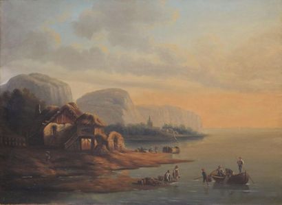 null Italian-Swiss school of the 19th century.

Lively lake landscapes.

Pair of...