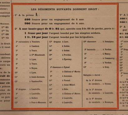 null Recruitment poster for the French army cavalry of 1908.

H_ 98,5cm W_64,5cm,...