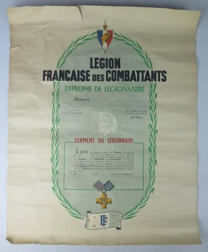 Diploma of the French Legion of Fighters....