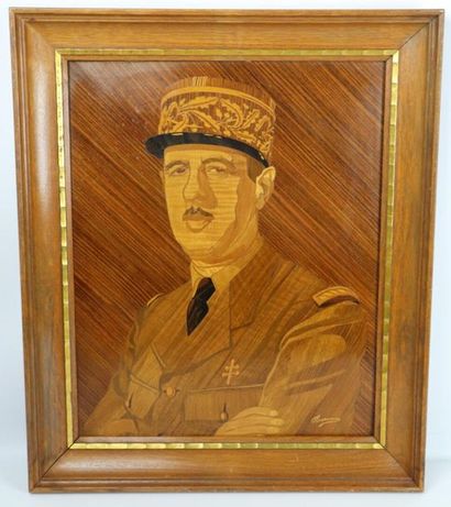 ROSENAU.

Portrait of General De Gaulle.

Marquetry...