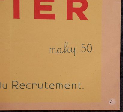 null Recruitment poster for the Army in the 1950s.

Signed Maky 1950, stamped on...
