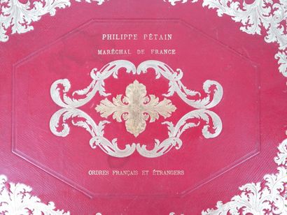 null Red morocco box, marked with iron attributed to Philippe Pétain, Marshal of...