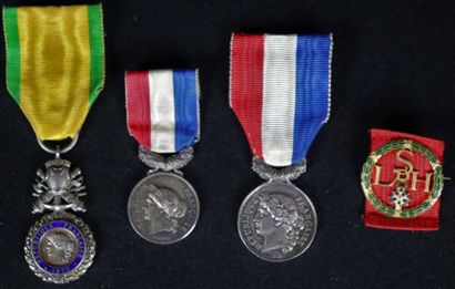 null Set of three decorations and a Legion Honour Society insignia:

A silver military...