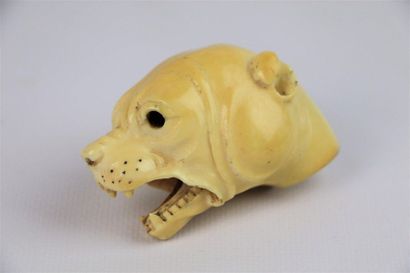 Ivory cane knob featuring a hound's head.

Late...