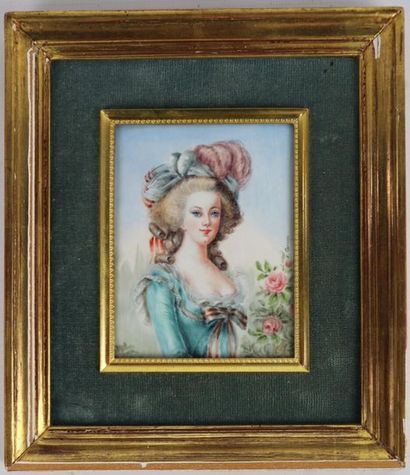 null French school of the 20th century.

Marie-Antoinette in the garden.

Miniature...