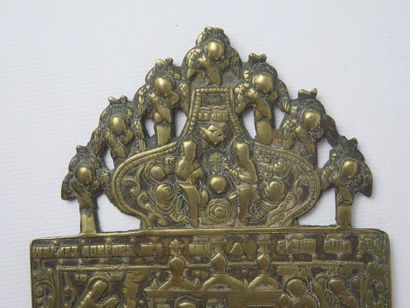 null Icône de voyage en bronze russe.

XIXème siècle.

H_19,2 cm L_10,7 cm