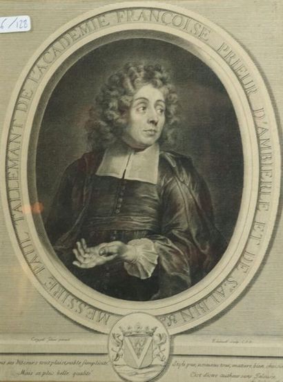 null Antoine COYPEL (1661-1722), gravé par EDELINCK.

Portrait de Paul Tallemant.

Gravure...