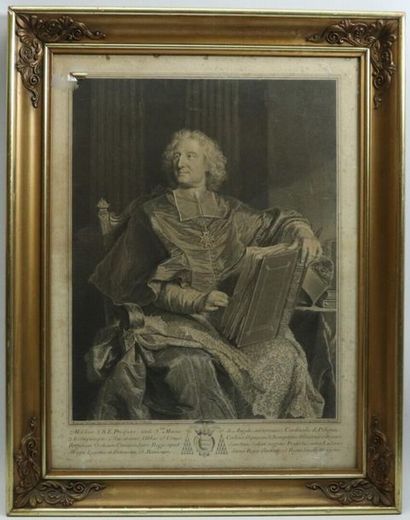 null Hyacinthe RIGAUD (1659-1743), gravé par François Chereau.

Portrait du Cardinal...