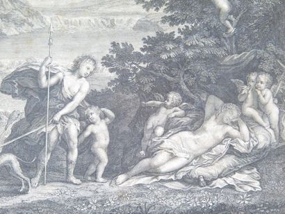 null Benoit AUDRAN (1661-1721), after Albane.

Adonis drives near Venus by love,...