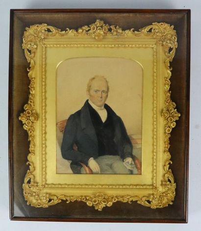 null Georges CLINT (1770-1854), attribué à

Portrait d'homme dans un fauteuil.

Aquarelle...