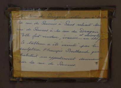 null Paul François BERTHOUD (1870-1939).

La cour du dragon, Paris.

Pastel sur papier,...