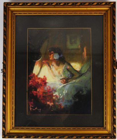 null Louis FORTUNEY (1875-1951).

Femme à sa toilette.

Pastel sur papier, signé.

H_31...