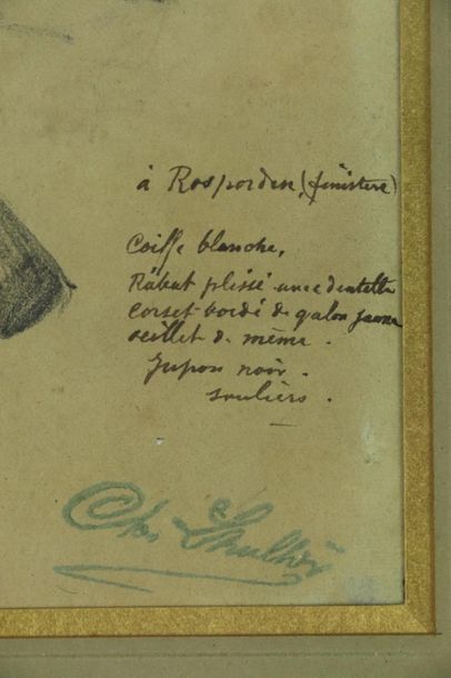 null Charles Marie LHUILLIER (c.1824-1898).

Bretonne à Rosporden.

Dessin au crayon...