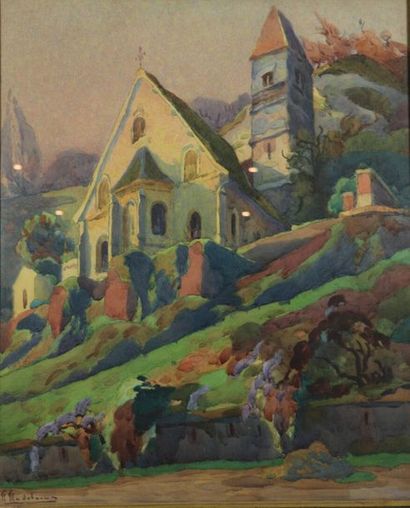 null Hippolyte MADELAINE (1871-1966).

Chapelle en Côte d'Or.

Aquarelle, signée...