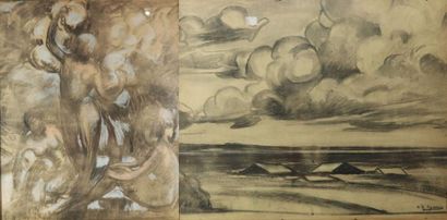 null Paul-Elie GERNEZ (1888-1948).

Composition aux trois personnages et paysage.

Important...