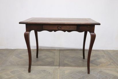 null Table en bois naturel sculpté ouvrant à un tiroir en ceinture.

XVIIIeme siècle.

H_68...