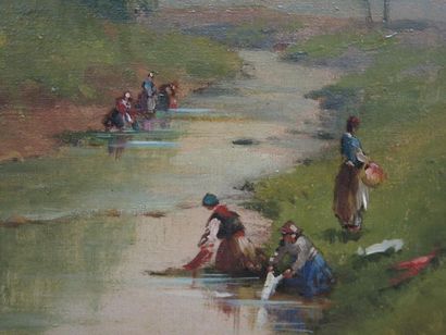 null Nicolas PERRIER (XIXème-XXème siècle).

Bords de rivières animés.

Paire d'huile...