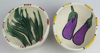 null Marius BESSONE à VALLAURIS.

Deux coupes en céramique, l'une à décor d'aubergines,...