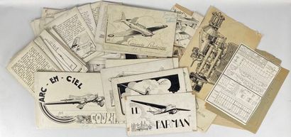 null Fernand MONTI (1902-1978).

Réunion de cinquante dessins, figurant des avions...