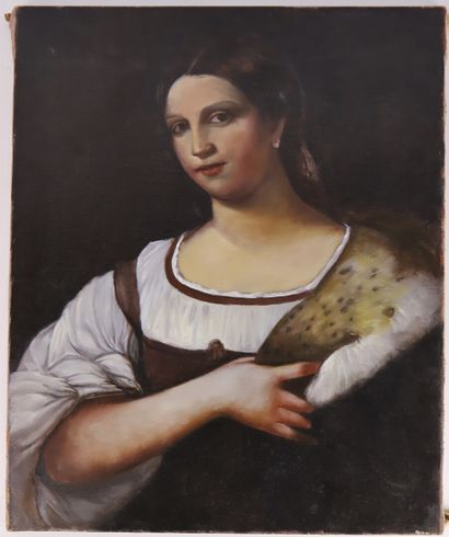 null Sebastiano LUCIANI (1485-1547), d'après.

Portrait de femme.

Huile sur toile...