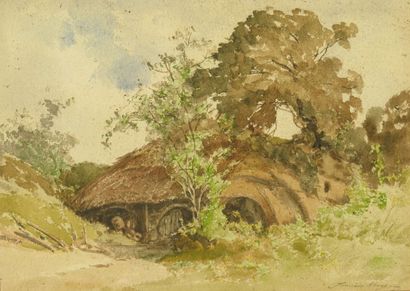 null Tancrède ABRAHAM (1836-1895).

La hutte.

Aquarelle sur papier, signée en bas...