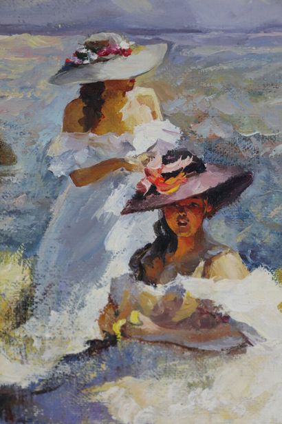 null Alexander DARGAN (russe, XXème siècle).

Femmes à la plage.

Huile sur toile,...