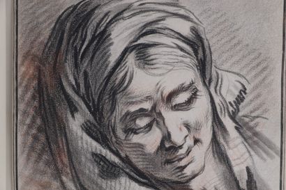 null François BOUCHER (1703-1770), gravé par Demarteau.

Tête de vieille femme.

Gravure.

XVIIIème...