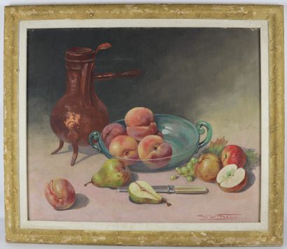 null Giulio VITTINI (1888-1968).

Natures mortes.

Paire d'huile sur toiles, signées.

H_50...