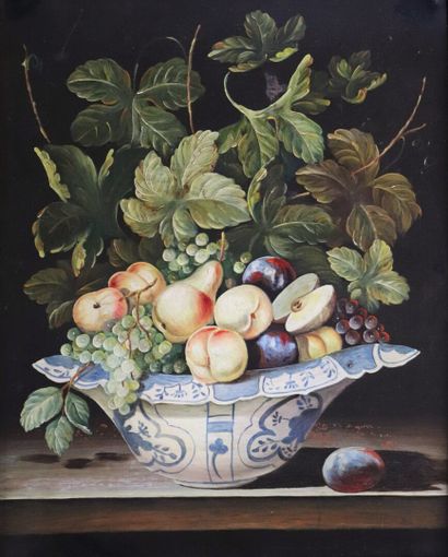 null Dans le goût de l'école flamande du XVIIème siècle.

Nature morte aux fruits,...