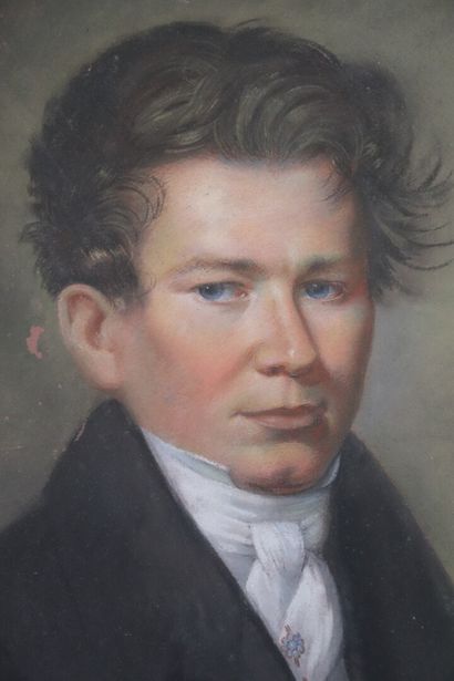 null Ecole française du XIXème siècle.

Portrait d'Antoine Massua, âgé de 28 ans.

Identifié...
