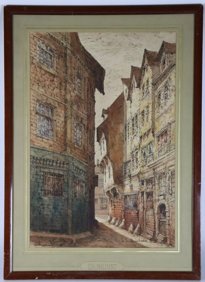 null Charles MALDANT (1836-1915).

Abbeville, la rue de la boucherie.

Encre et aquarelle...