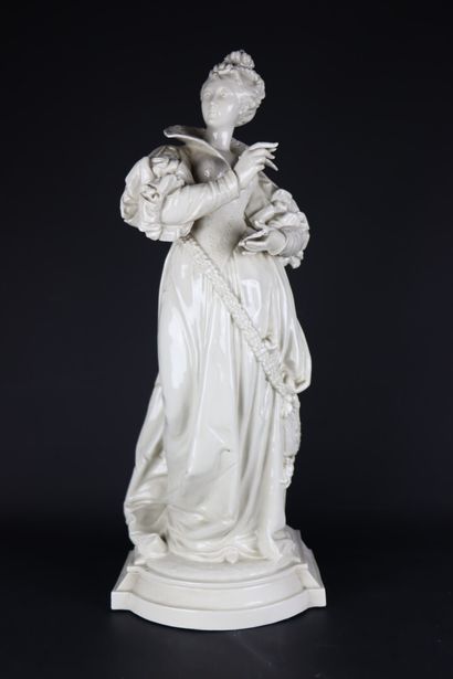 null Paul DUBOY (1830-c.1887).

Femme de la Renaissance en porcelaine émaillée blanc.

Signée...