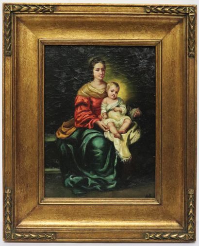 null Bartolomé Esteban MURILLO (1618-1682, d'après.

Vierge à l'enfant.

Huile sur...