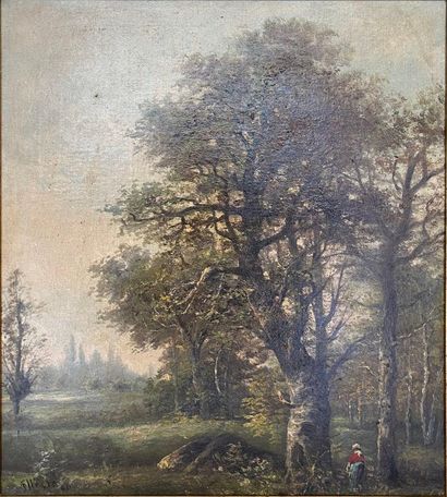 null Raymond ALLEGRE (1857-1933).

Cueilleuse en forêt.

Huile sur toile, marouflée...