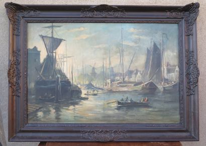 null Ecole française de la fin du XIXème siècle, Ch. PETIT.

Port dans les Flandres.

Huile...