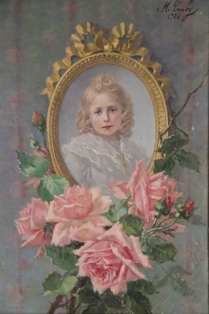 null Marie COMBY.

Portrait de petite fille, dans un médaillon, soutenu par des roses.

Huile...