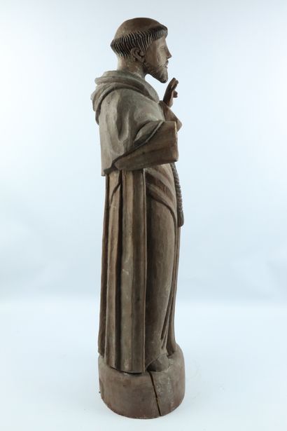 null Statue en bois sculpté et polychrome figurant Saint François d'Assise.

H_82...
