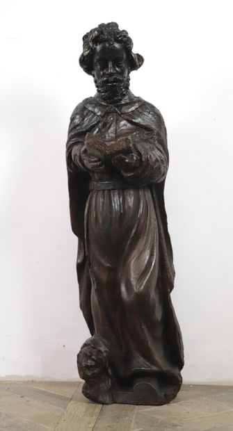 null Saint Marc.

Importante statue en chêne sculpté.

XVIIème ou début du XVIIIème...