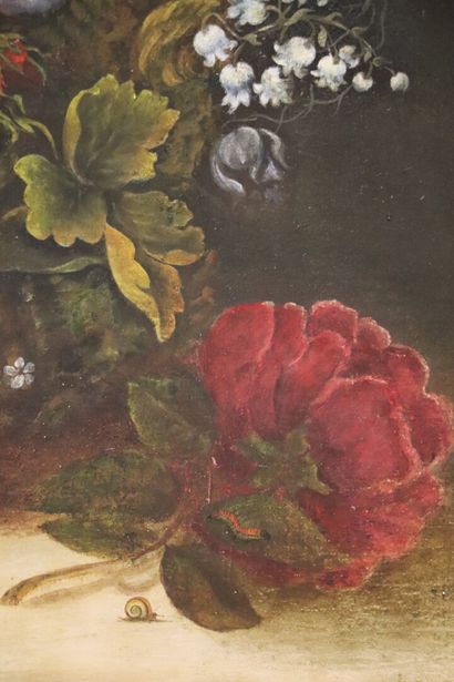 null Dans le goût de l'école flamande du XVIIème siècle.

Panier de fleurs sur un...