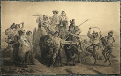 null Léopold ROBERT (1794-1835), d'après.

L'arrivée des moissonneurs dans les Marais...