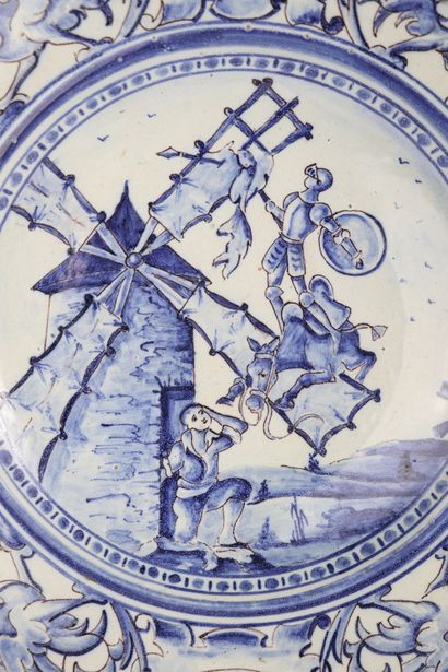 null TOLEDE.

Paire de plats en faience à décor en camaïeu bleu de Don Quichotte...
