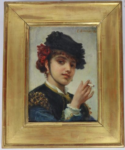 null Félix Joseph BARRIAS (1822-1907).

Espagnole à la cigarette.

Huile sur toile,...
