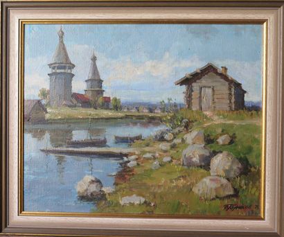 null Vasily Vasilievich GOLIKOV (1921/25-2003).

Paysage de Carélie.

Huile sur toile,...