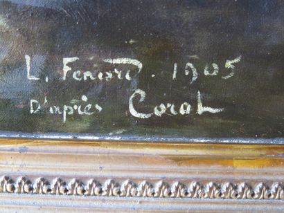 null L FENARD, d'après Corot.

Souvenir de Mortefontaine.

Huile sur toile, signée...