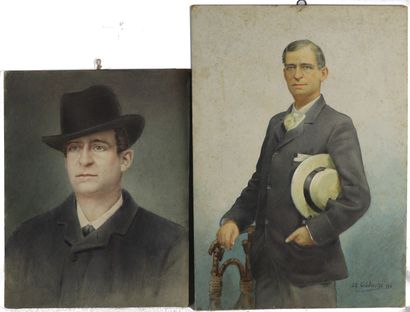 null Ecole anglaise du XIXème siècle.

Portraits d'un homme.

Deux aquarelles sur...