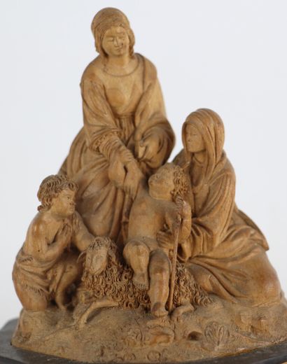 null R.SARRAUD à Nevers.

Groupe en bois finement sculpté figurant une scène religieuse.

Datée...